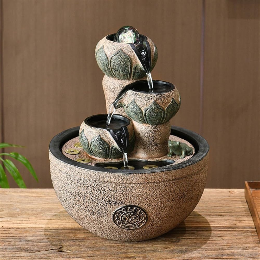 デスクトップ噴水 富を引き寄せるシンプルな風水ボールデスクトップ噴水流水装飾ホームリビングルーム循環水