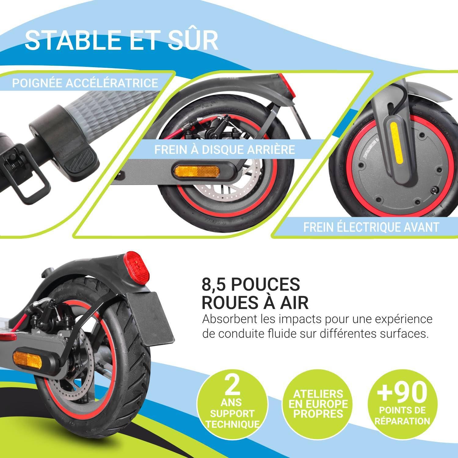 MASCOOTER Trottinette Èlectrique Adulte - 300W-600W Max, Autonomie 20km - Clignotants et Régénération de Batterie au Freinage – Roues 8.5", Double Freins Électriques et à Disque - App Mobile