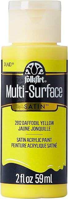 FolkArt Multi-Surface Satin Acrylic Paint, Daffodil Yellow, 59 ml (Pack of 1)