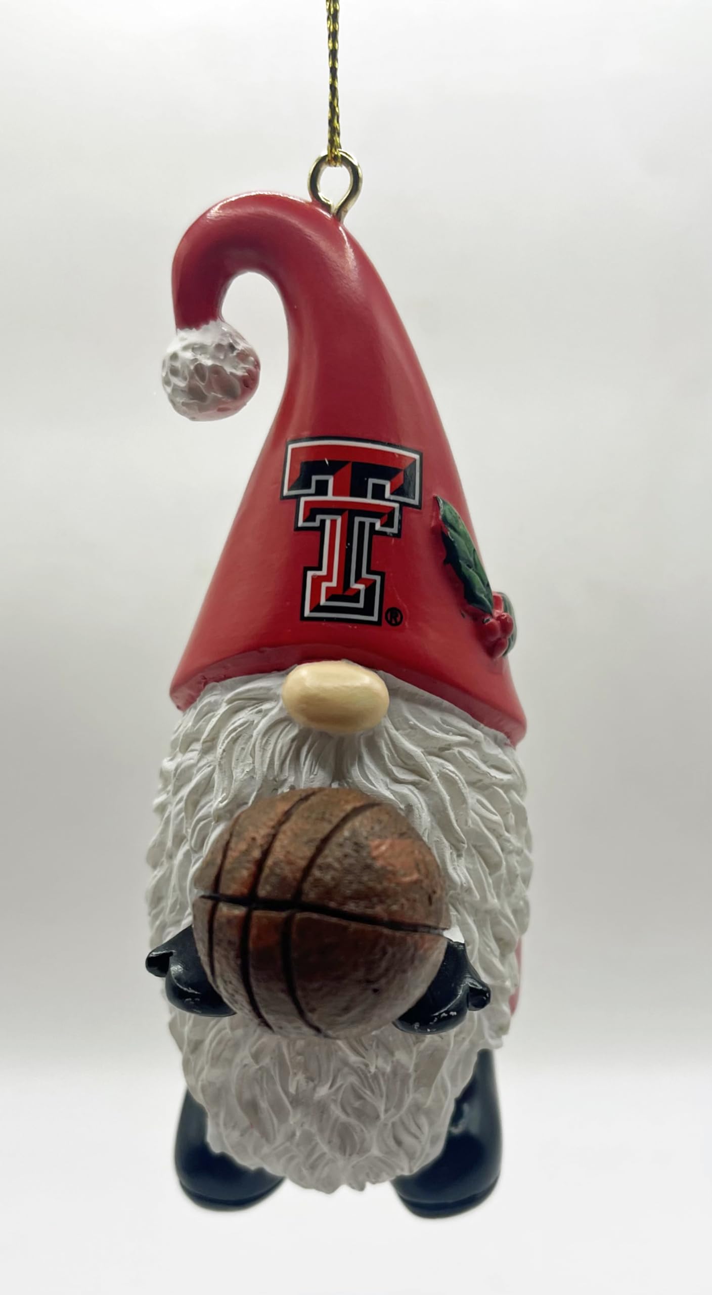 TX Tech Red Raider Basketball 4" Tall Gnome Christmas Ornament Officially Licensed Grad Present Fan Merch Glossy Finish Home Office Red Black Birthday Gift Decoration