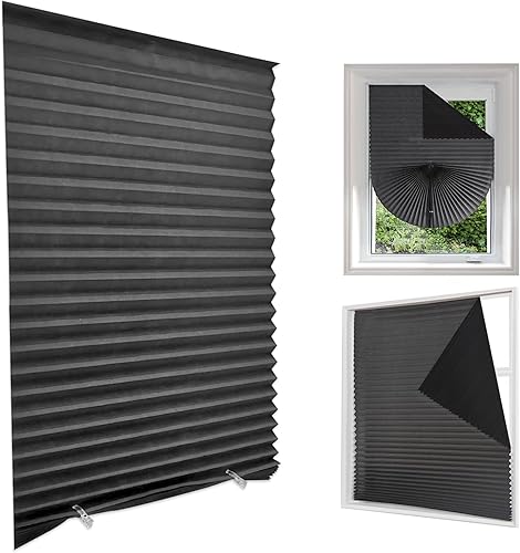 Persianas de ventana, persianas temporales sin cordones, opacas de papel plisadas, persianas de oscurecimiento de habitación para el hogar,