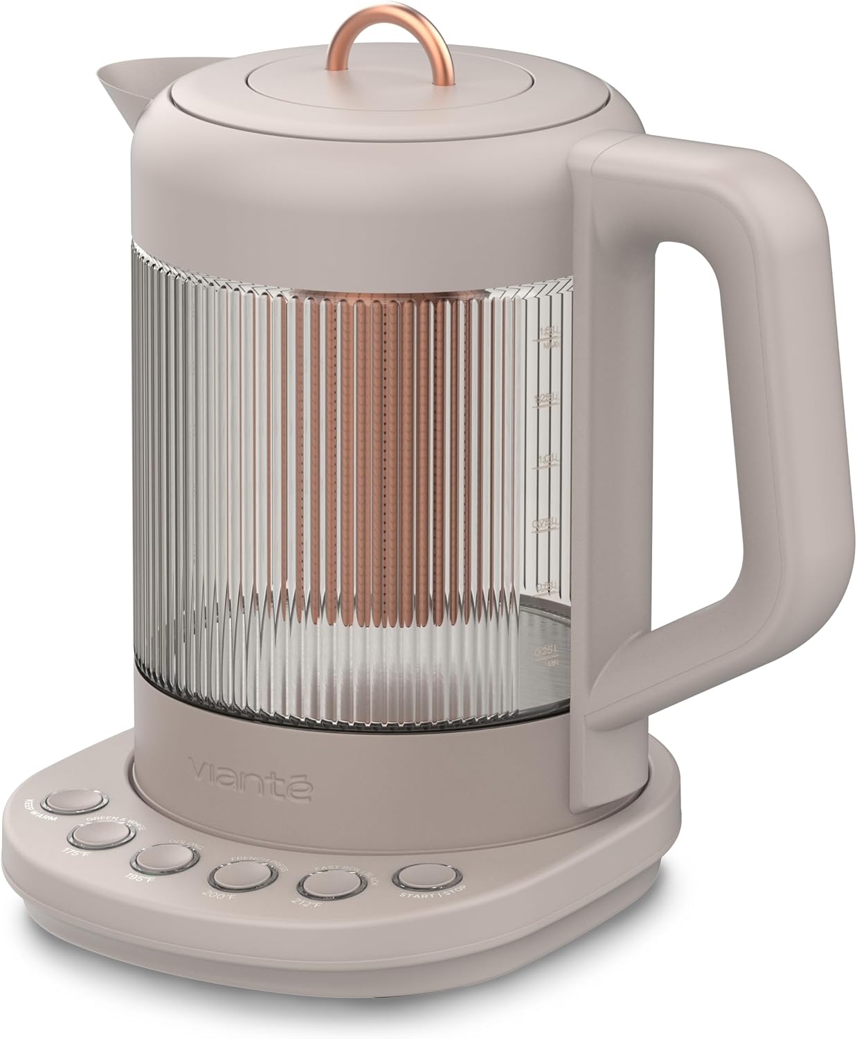 Vianté Electric Kettle With Infuser. No Plastic In Contact With Water. Hot Tea Maker With Temperature Control And Automatic Shut Off. 1.5 Liters Capacity | Beige Color