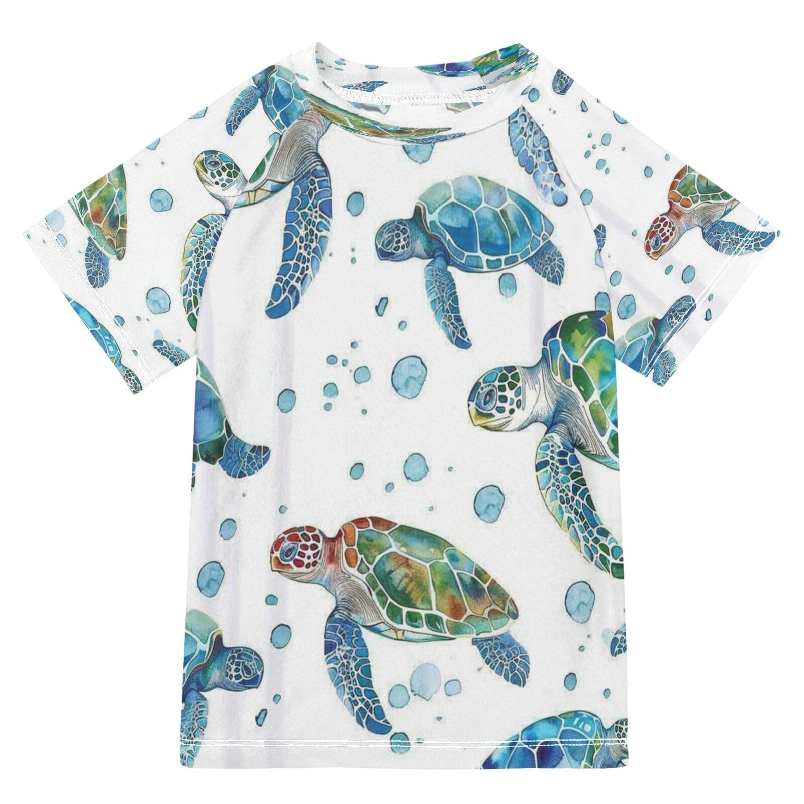 Toddler Boy Rash Guard Short Sleeve Swim Shirt Sea Turtle Print Rashguard 9-10T Beach Shirts Quick Dry,7