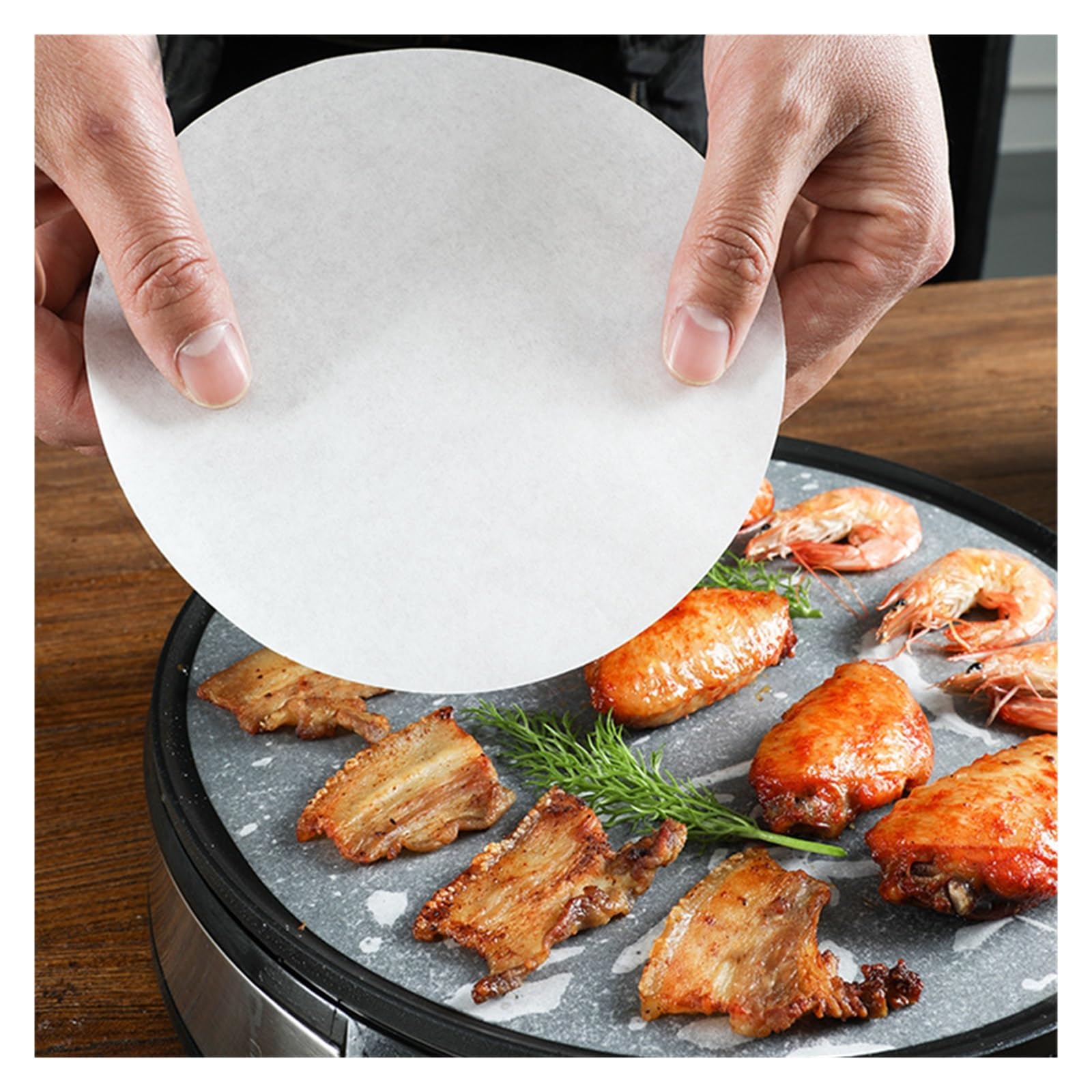 Carta da forno circolare 28 cm con doppio lato resistente al calore for friggitrice ad aria cucina, antiaderente for gli strumenti del barbecue(100PCS)
