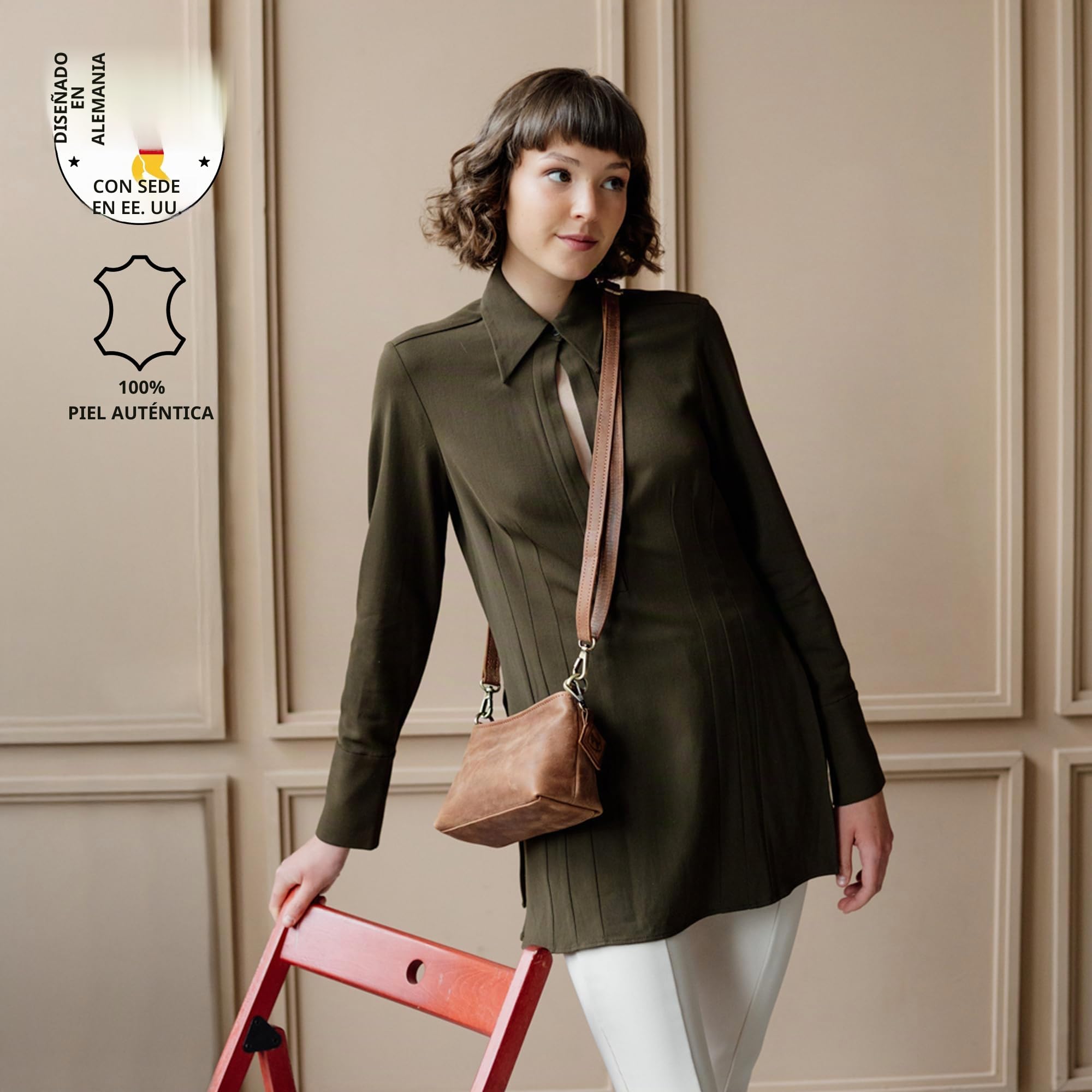 Berliner Bags Bolso bandolera vintage Marbella XS, pequeño bolso bandolera de piel, bolso de mano para mujer
