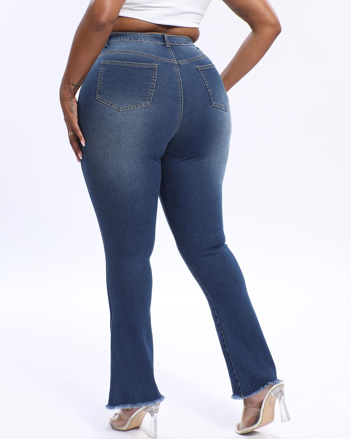 Plus Size Jeans Bootcut Stretchy for Women High Waisted Modern Curvy Flare Trouser Jean - Image 2