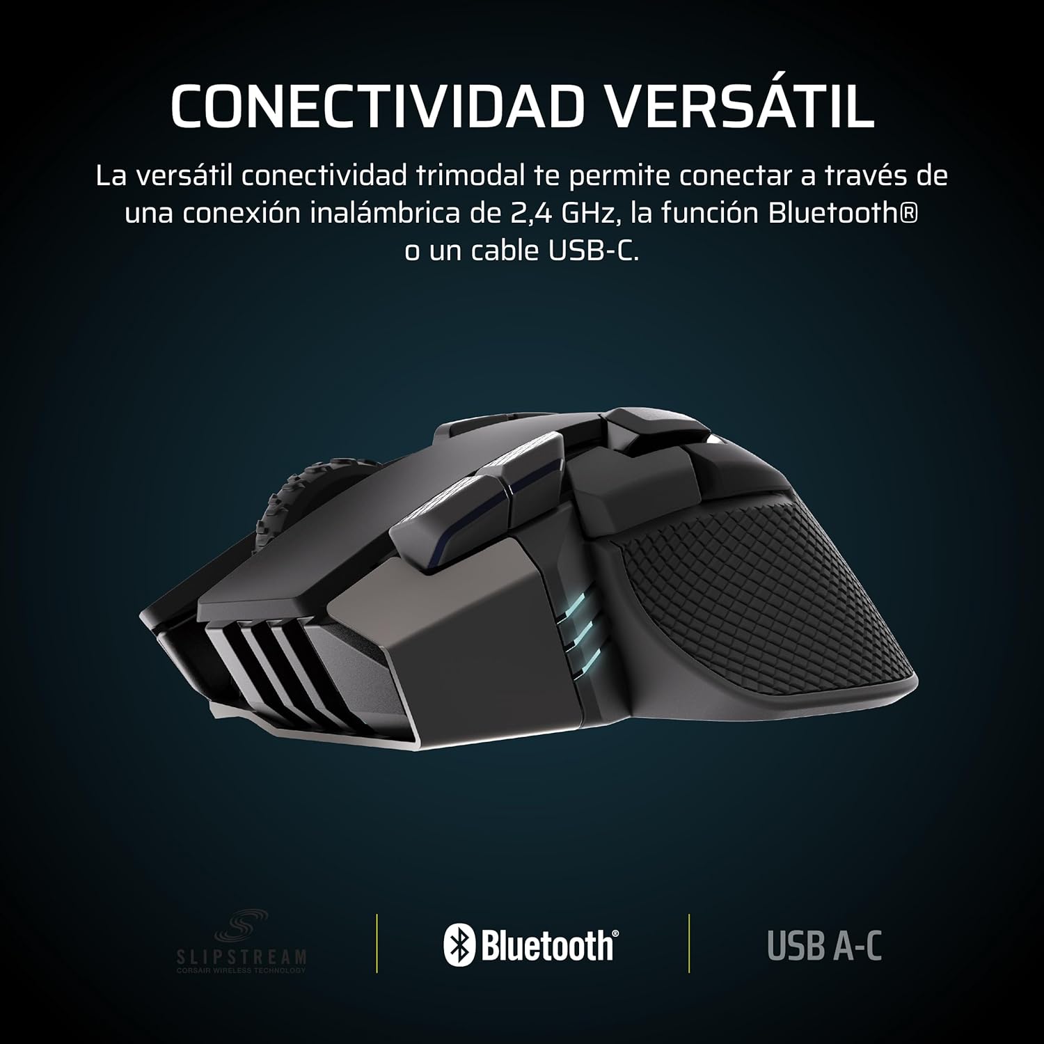 Corsair IRONCLAW Wireless SE (2026) Ratón para Juegos – 26 000 PPP, Diseño Ergonómico para Manos Grandes, 10 Botones Programables, para MOBA, FPS, MMO – Negro 6