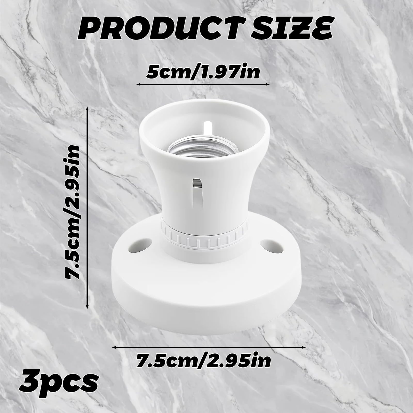 3-Pack White Bulb Holder, E27 Lamp Holder - Image 2