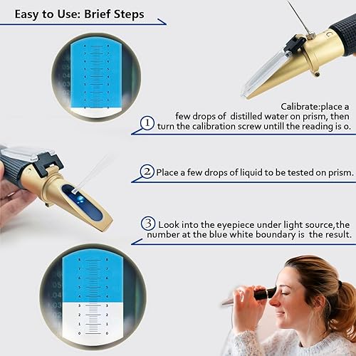 Miniatura 5 de Refractómetro de salinidad con función ATC, kit de prueba de agua salada para agua de mar, piscina, acuario, tanque de peces... Escala doble