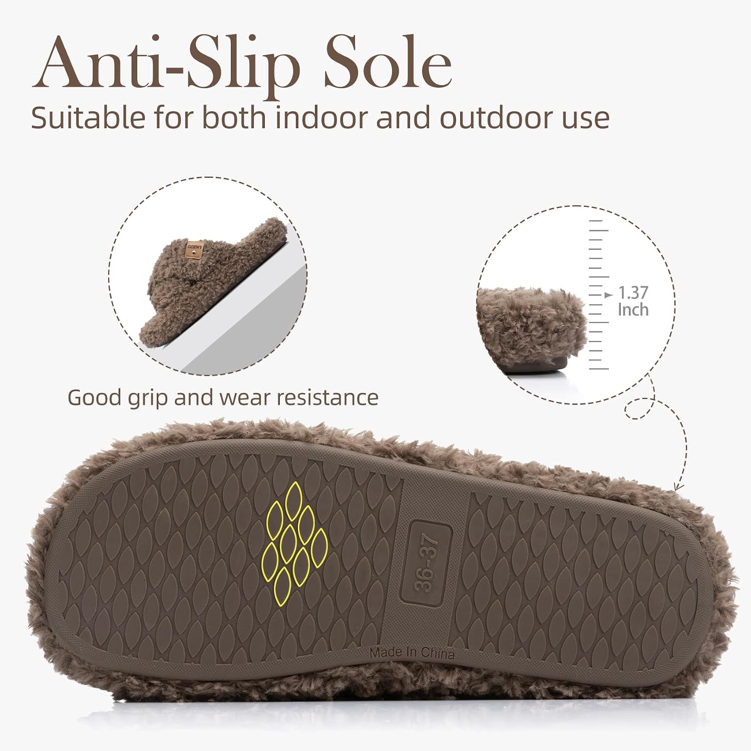 GOEWY Cross Band Durable Open-Toe Womens House Shoes with Memory Foam