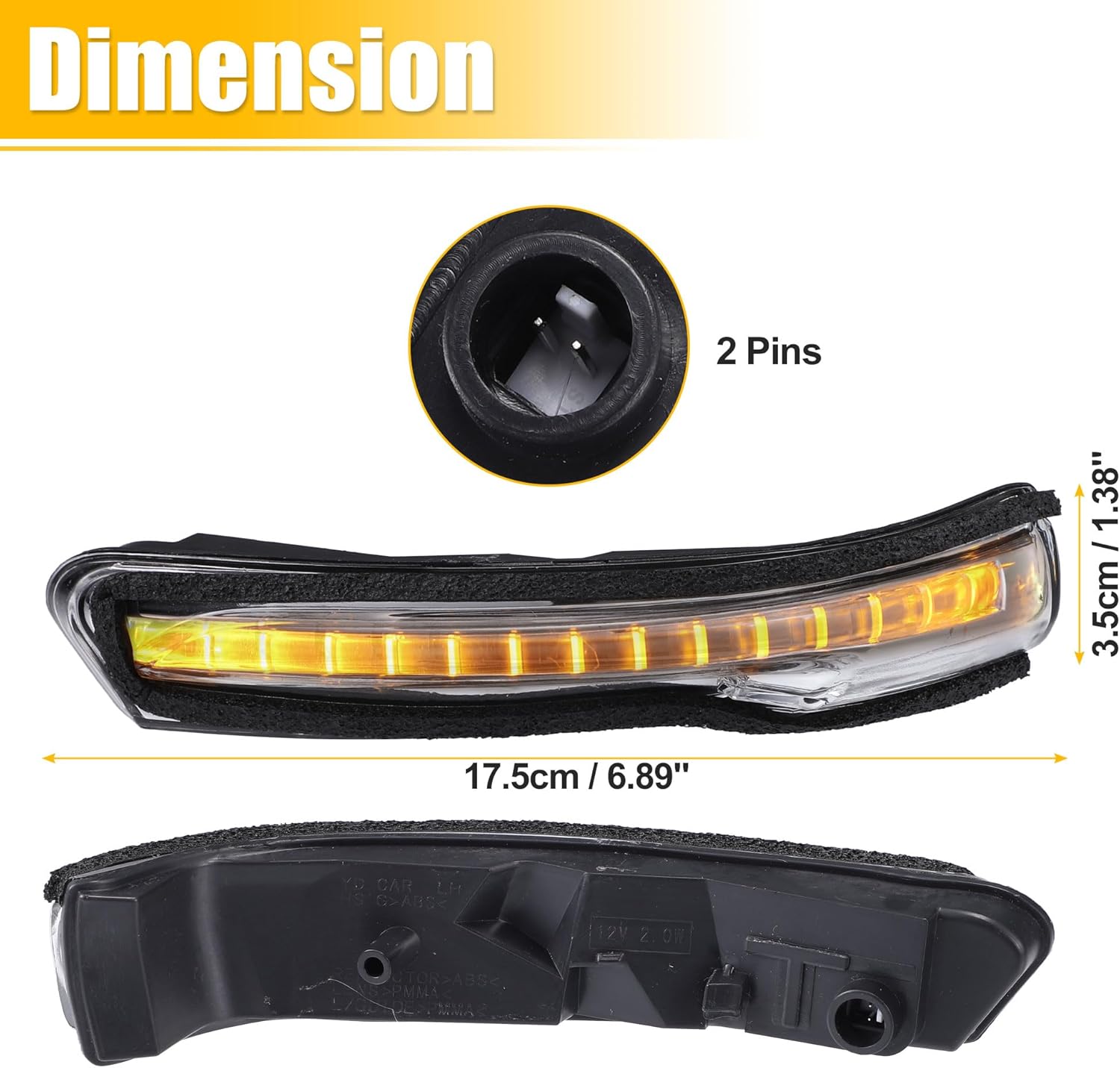 uxcell 1 Pair Car LED No.87614A7000/87624A7000 Left Right Side Rear View Mirror Turn Signal Amber Light Indicator for Kia Forte Forte5 EX LX S 2014-2018