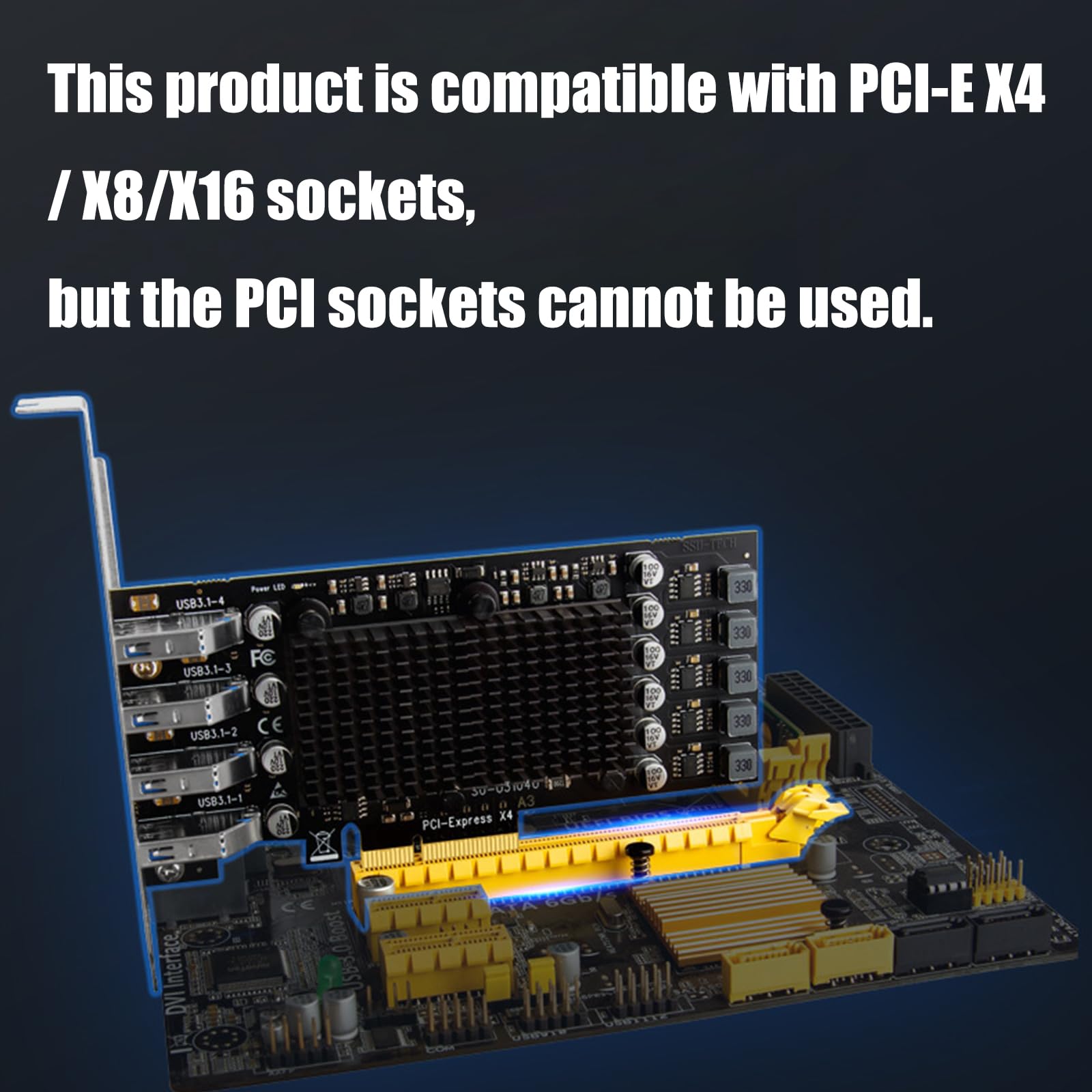 Adattatore per scheda di espansione PCIE USB 3.2, scheda di espansione esterna PCIE a 4 porte, adattatore USB 3.2 per dispositivi desktop, industriali USB