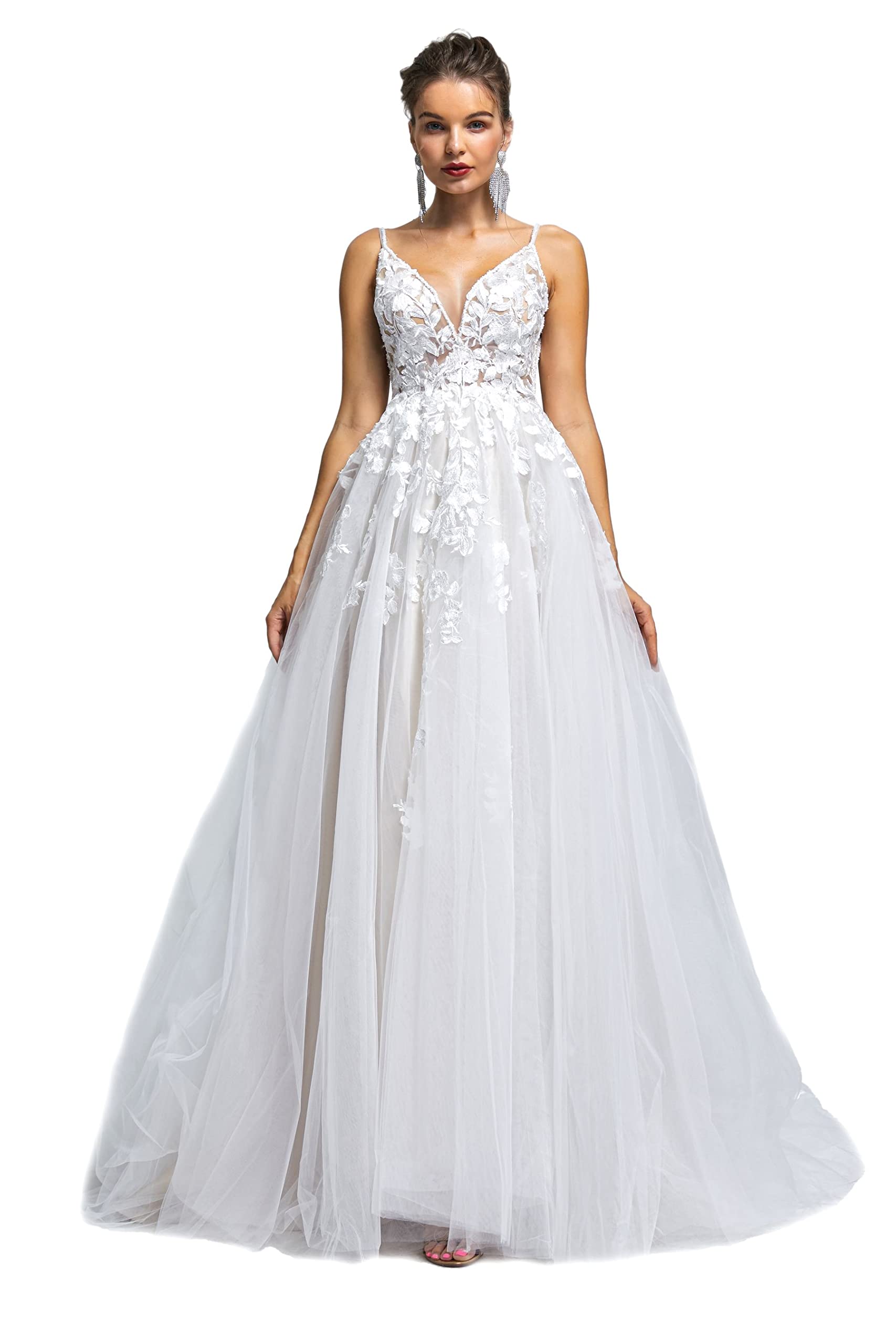 Spaghetti Chiffon Beach Wedding Dress V Neck A line Bridal Gowns Lace Plus Size Wedding Dress