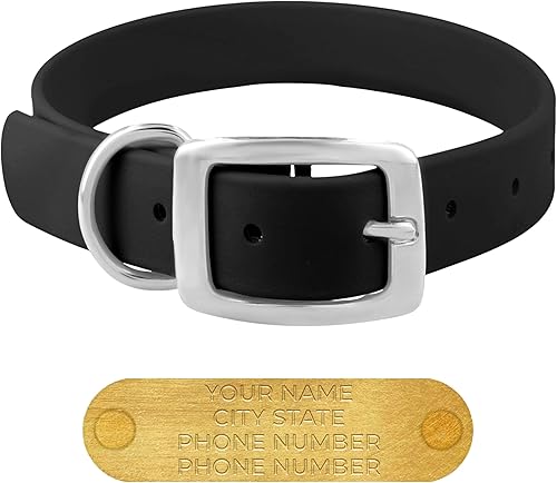 Miniatura 155 de Regal Dog Products Collares de perro grandes, impermeables, color rosa, con placa de nombre grabada personalizada, revestimiento de vinilo, anti