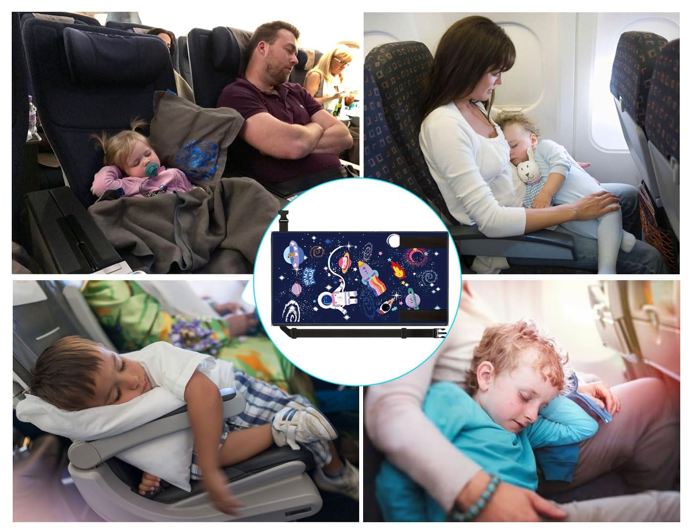 Avión de cama para niños,hamaca para reposapiés de avión de 77 * 44 cm,Cama Portátil Niños Pequeños,Reposapiés de avión portátil,Sillas de avión de viaje,adecuada para viajes,etc.(Azul estrellado)