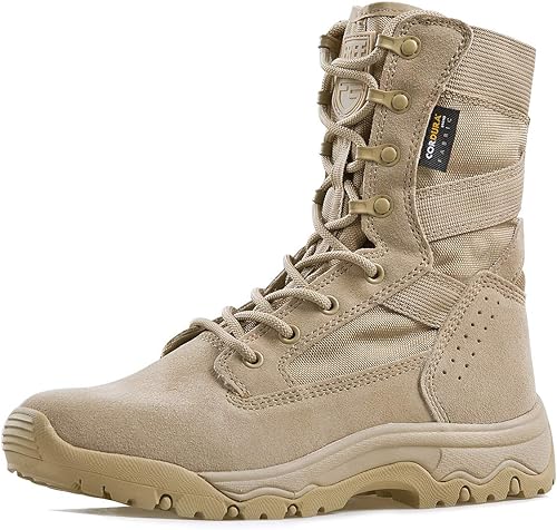 FREE SOLDIER Botas tácticas para hombre de 8 pulgadas, ligeras, botas de combate duraderas, botas de trabajo militares de gamuza duradera, botas de