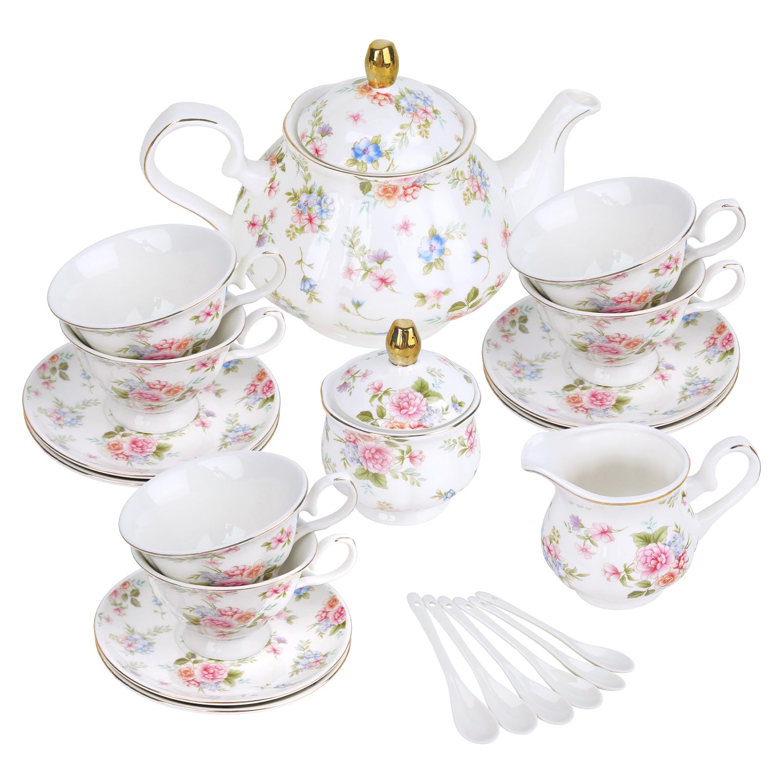 食器  tea set Amazon.com | fanquare 21 Piece Old Victorian Porcelain Tea