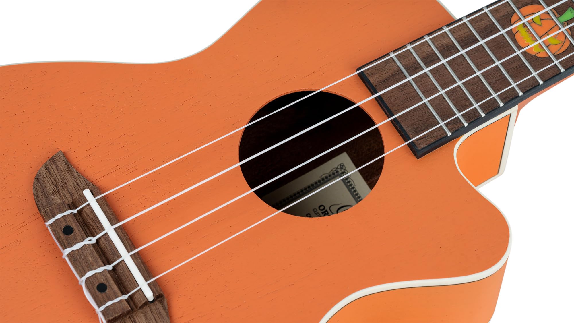 Ortega Guitars Ukulélé Concert Électro-Acoustique – Série Custom Built Halloween Edition – Okoumé, Orange (RUHWCE)