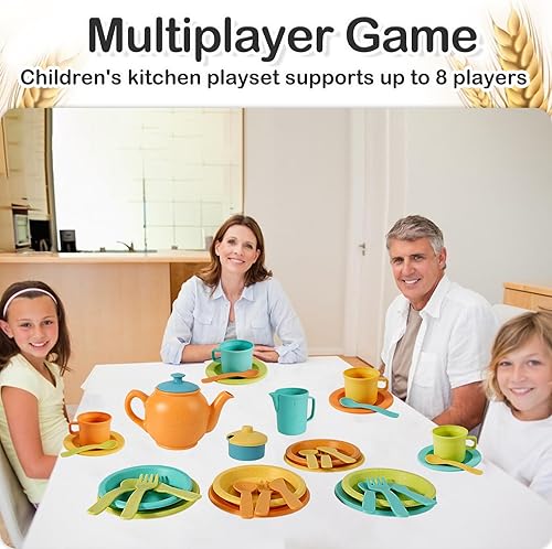 Miniatura 4 de BUYGER Juego de utensilios de cocina 2 en 1, accesorios de juguete, juego de fiesta de té para niñas y niños pequeños, utensilios de cocina para