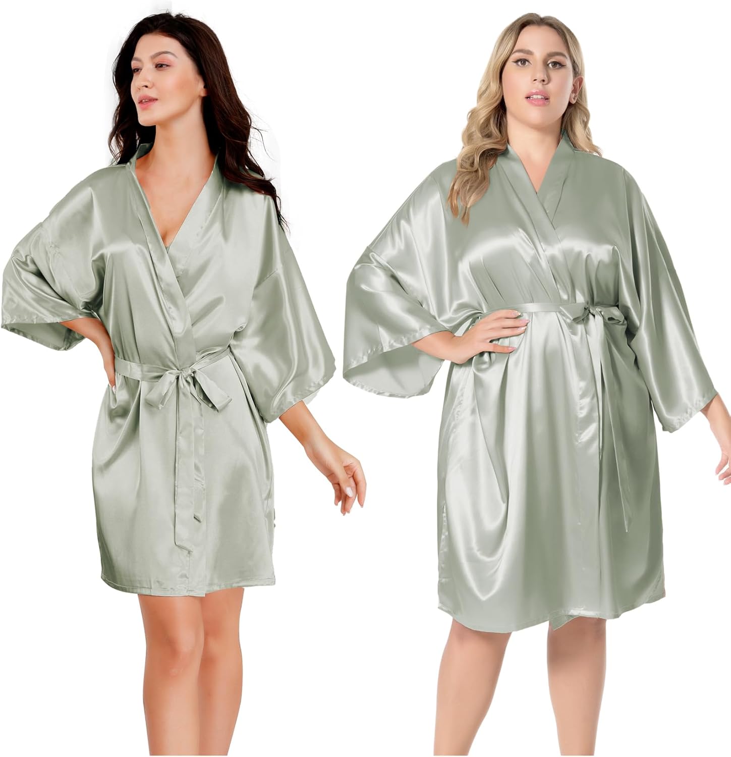 Robe De Chambre Homme Longue En Satin Soyeux – Manches Longues, Col V, Poches – Bleu Ou Noir, S à XL