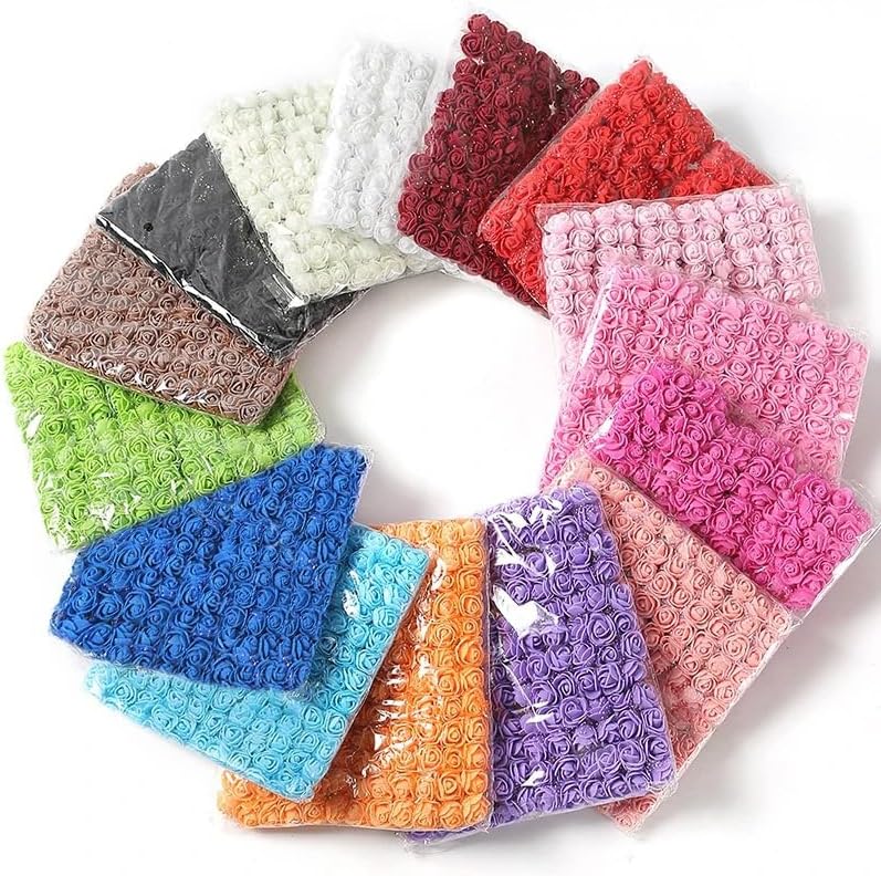 Mini Fake Rose Flower Heads 144pcs Mini Artificial Roses DIY Wedding Flowers Accessories Make Bridal Hair Clips Headbands Dress (Bottom add Gauze) Milk White - Image 6