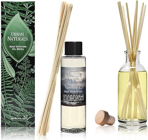 Miniatura 370 de Urban Naturals Reed Diffuser Oil Refill Ocean Mist Sea Salt with Salt Spray, Violet Leaf, Sea Grass, Driftwood 8 oz + Free Reed Sticks, Made in The