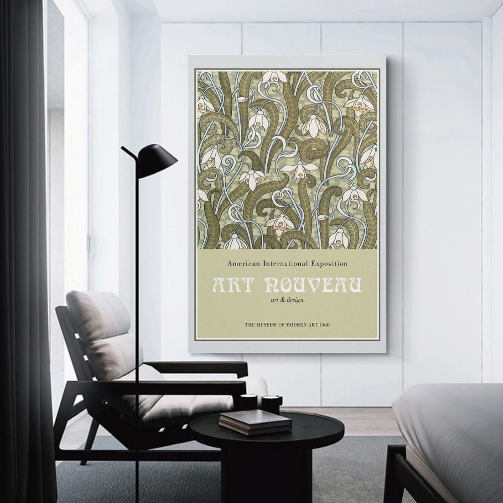 Junmoney Decorative Canvas Print Art Nouveau Floral Exhibition, 24x36inch(60x90cm), for Entrance Walls, Hall Decor Or Foyers, A Stylish Accent for Home Entrances