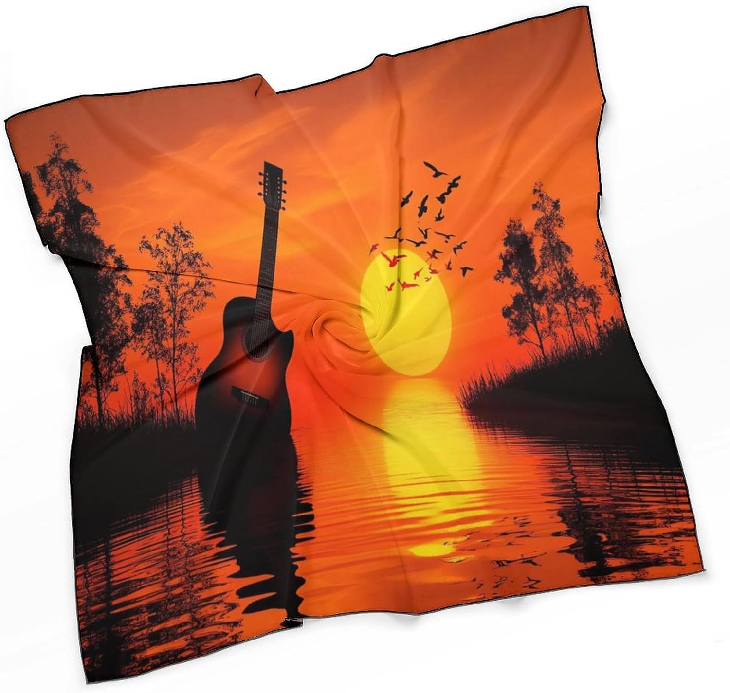 Abstract Guitar Bandana Fashion Head Scarf Square Silk Scarf Print Neck Hair Scarfs for Women Men Gifts