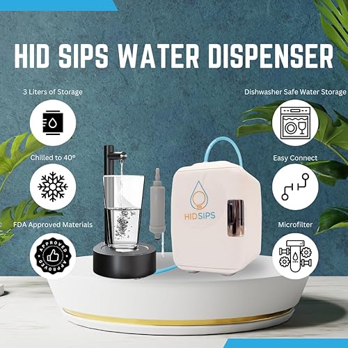 Miniatura 2 de HID SIPS Mini refrigerador dispensador de agua, filtración de 0.1 micrones, para mesita de noche de dormitorio, escritorio, oficina, 1 mini