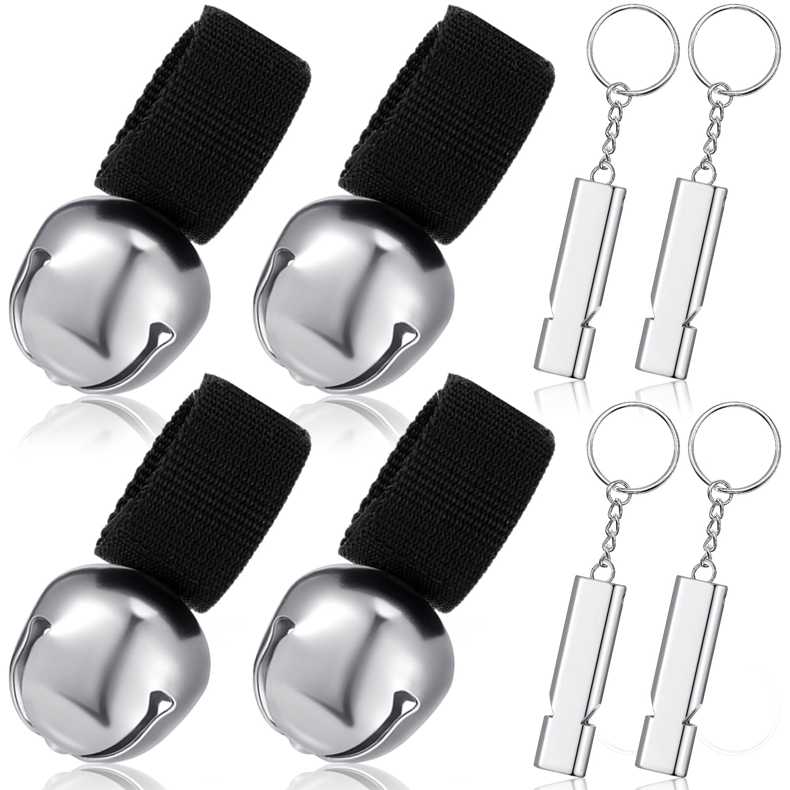 Photo 1 of Gemscream 4 Sets Bear Bells with Whistle for Hiker, Loud Bear Bell with Magnetic Silencer and Emergency Whistle, Ideal for Hiking, Outdoor Camping, Survival, Biking, Fishing, Climbing