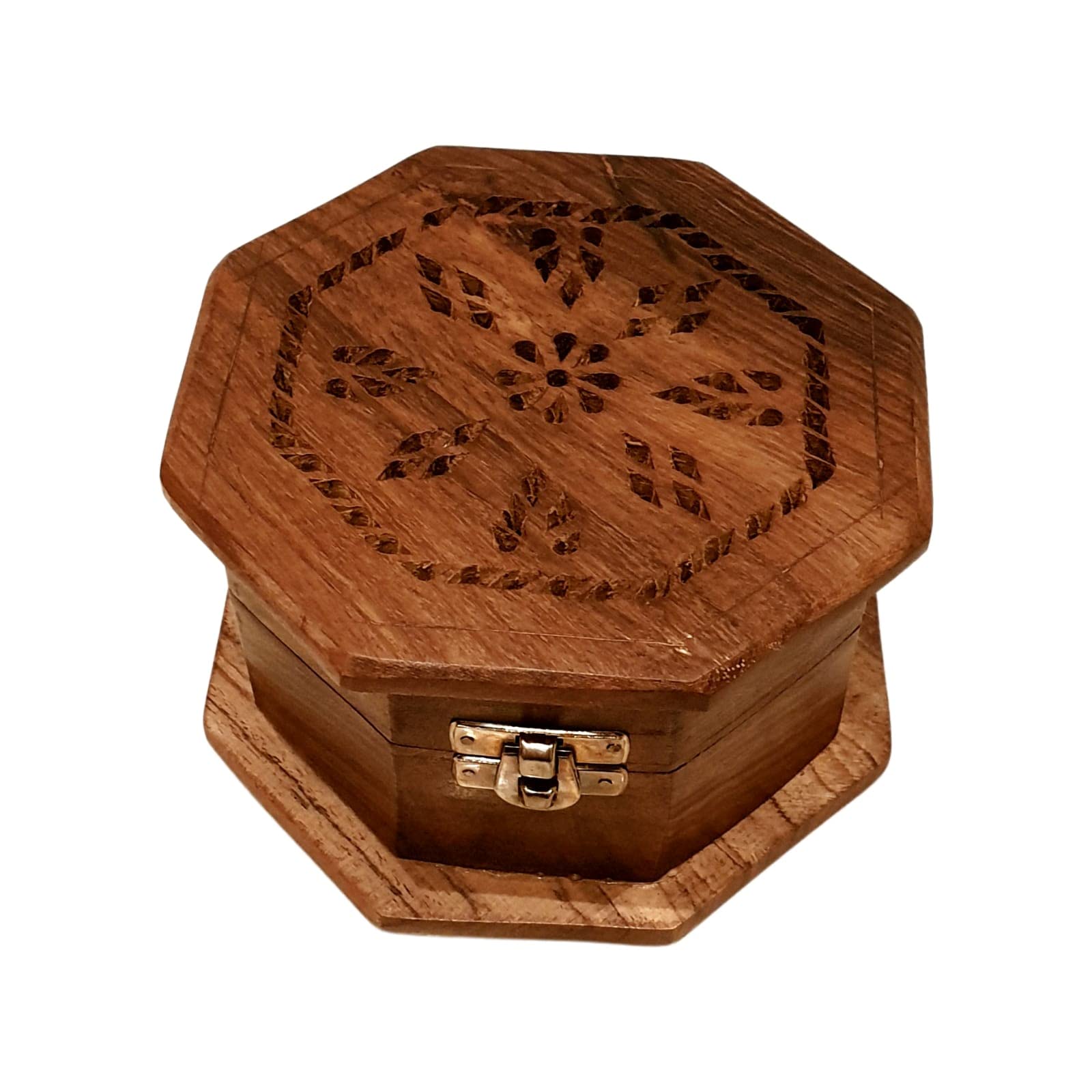 QUESERA® Wooden Bakhoor Burner/Mabkhara/Octagonal Incense burner/home fragrance/home decor/incense holder/lobandaan/bhakhoor burner (brown, 14 x 14 x 8 cm)