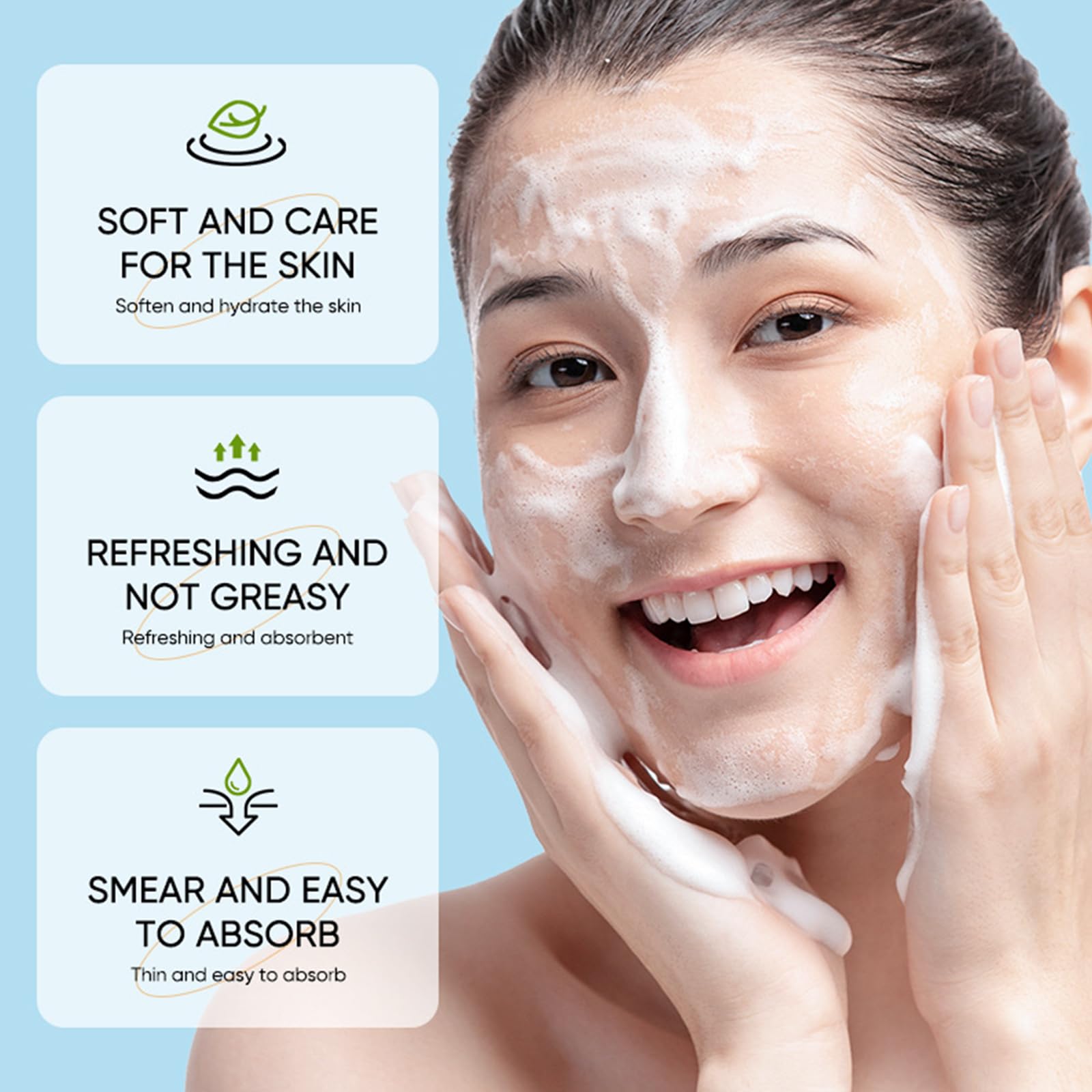 2PC Face Cleanser 120ml, Skin Cleanser, Deep Cleansing, Makeup Remover for Facial Cleansing, Gentle Facial Cleanser, Smooth Skin, Easy to Rinse, Exfoliating Naturally