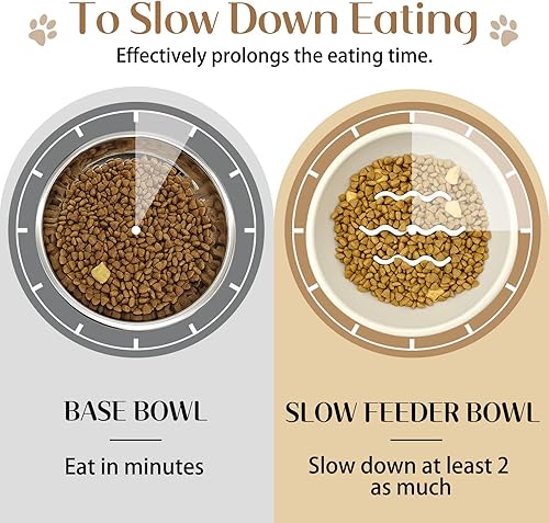 Miniatura 2 de BNOSDM Cuencos de acero inoxidable con alfombrilla de silicona para perros y gatos, alimentador de mascotas para reducir la velocidad de comer para