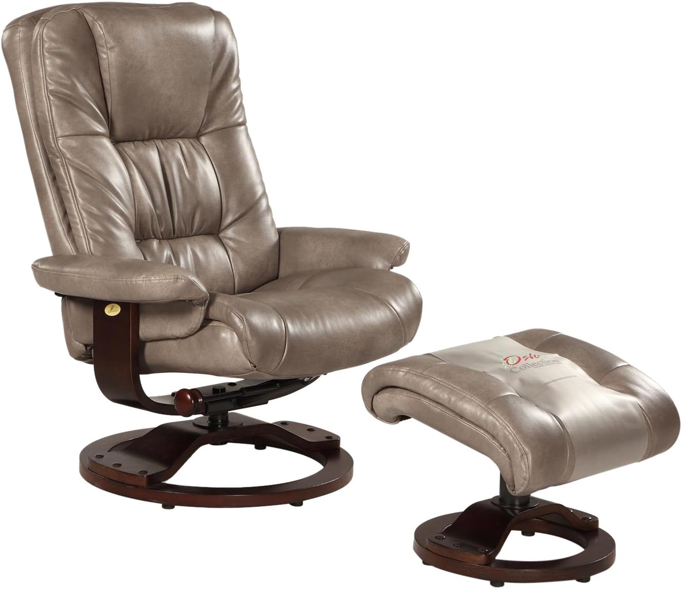 Casa-814-625 Bonded Leather Swivel Recliner with Ottoman, Gun Metal