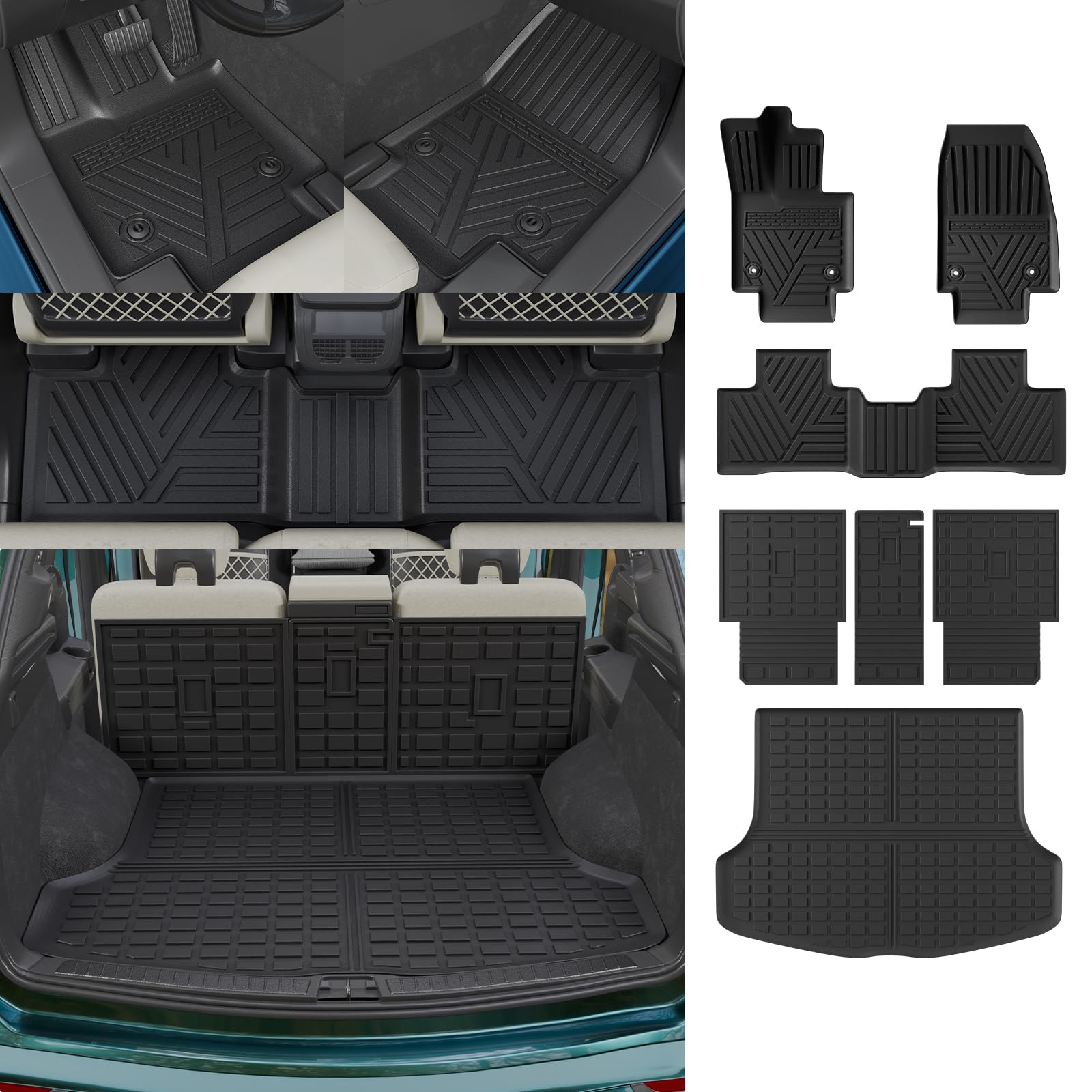 Floor Mats Compatible with 2023-2025 Lexus RX350 RX350H RX500H Trunk Mat Cargo Liner All Weather Back Seat Cover Protector 2024 RX350 Accessories (2023-2025,Trunk Mat+Backrest Mat+Floor Mats)