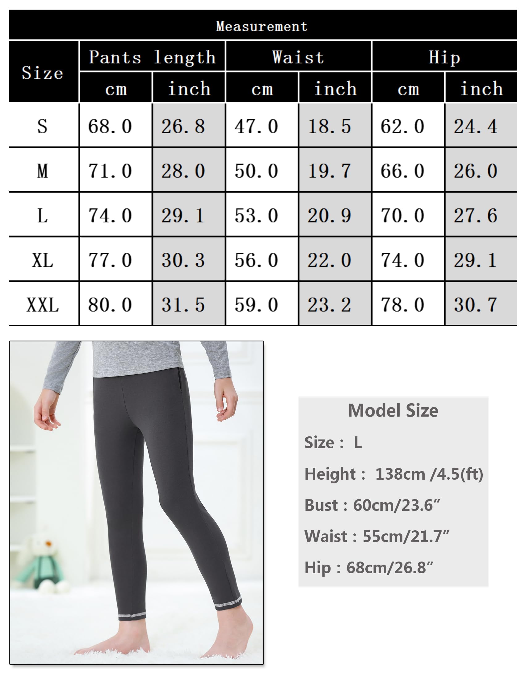Terecey Pantalon Thermique Enfant en Coton sous-vêtement Thermique pour Garçon et Fille Pantalons de Ski Caleçon Long Legging Thermique