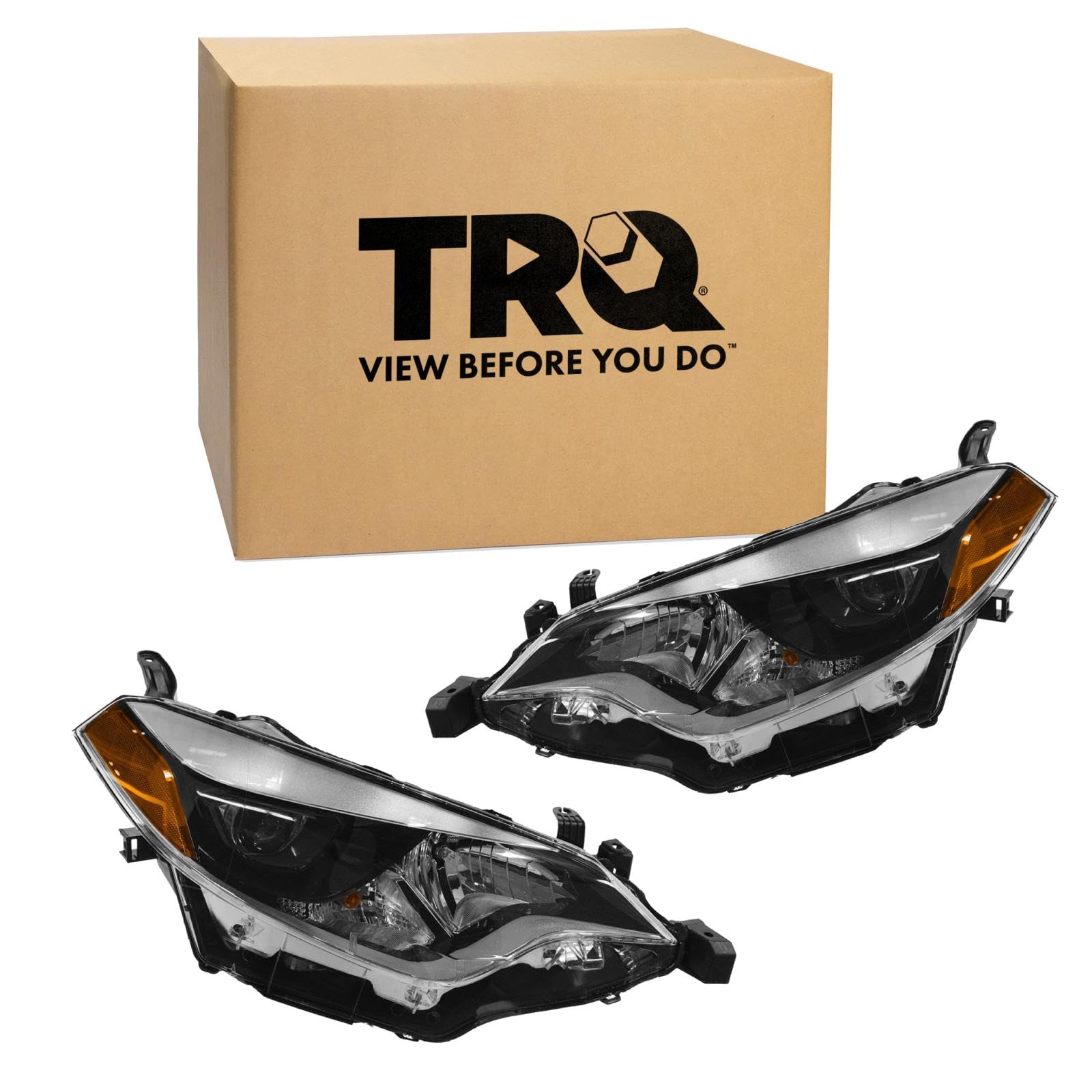 TRQ 2 Piece Headlight Assembly Set Driver &amp; Passenger Side Compatible with Toyota Corolla 2014-2016 TO2502216 TO2503216 8111002E60 8115002E60