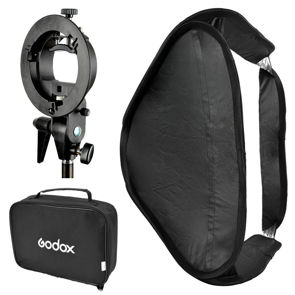 Godox SEUV8080 80 X 80 cm Folding Soft Box + S Type S-EC Flash Speedlite Holder for Elinchrom Berg + Bag Portable Multifunctional (Black)-image-6