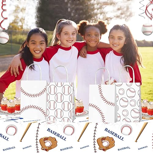 Miniatura 5 de 12 bolsas de regalo para fiestas deportivas con papel de seda, béisbol, fútbol, baloncesto, bolsas de regalo con asa para fiestas temáticas de