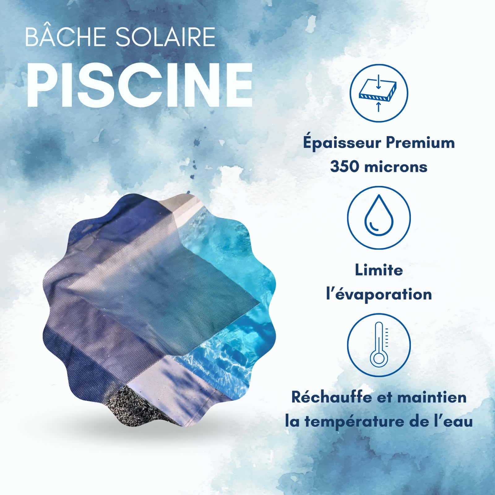 Bâche Solaire Piscine - Gris Silver - Rectangle - Epaisseur 350 Microns Haute Performance-Œillets Offerts-Idéale Piscine Hors Sol et Enterrée - Bache Piscine Solaire Bulles 4 x 2 m