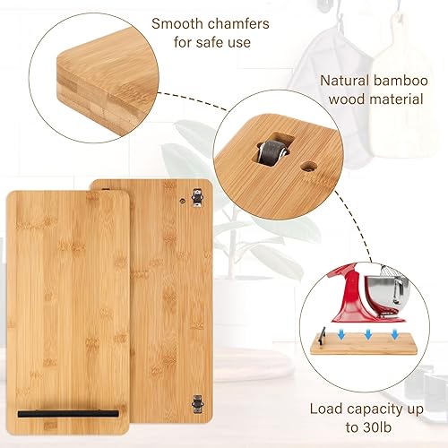 Miniatura 3 de Layhit Bandeja deslizante para electrodomésticos de bambú de 15 x 7.5 pulgadas, bandeja deslizante debajo del gabinete para cafetera, cocina,
