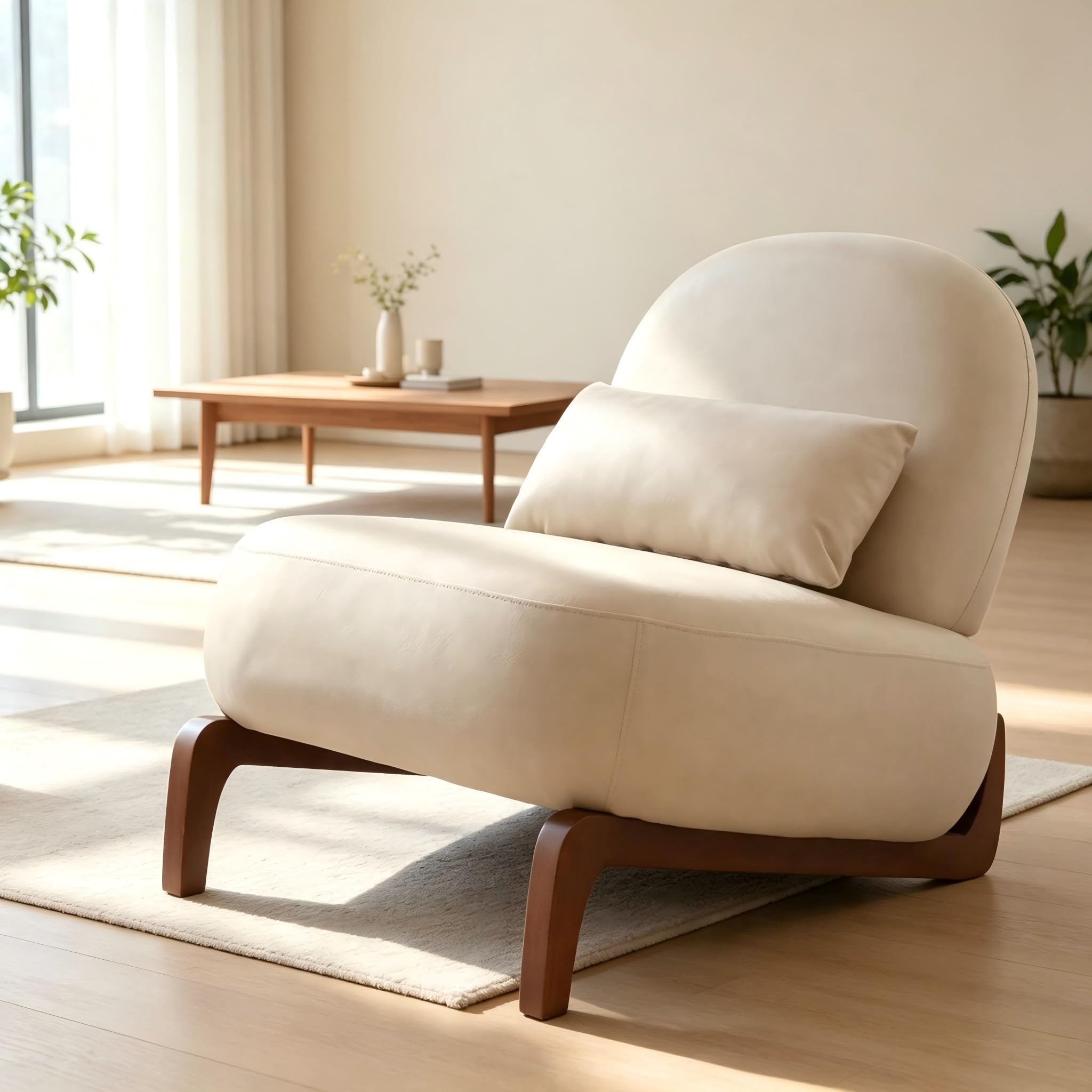 Generisch Samt-Sessel mit Massivholzbeinen armlos für Wohnzimmer Balkon