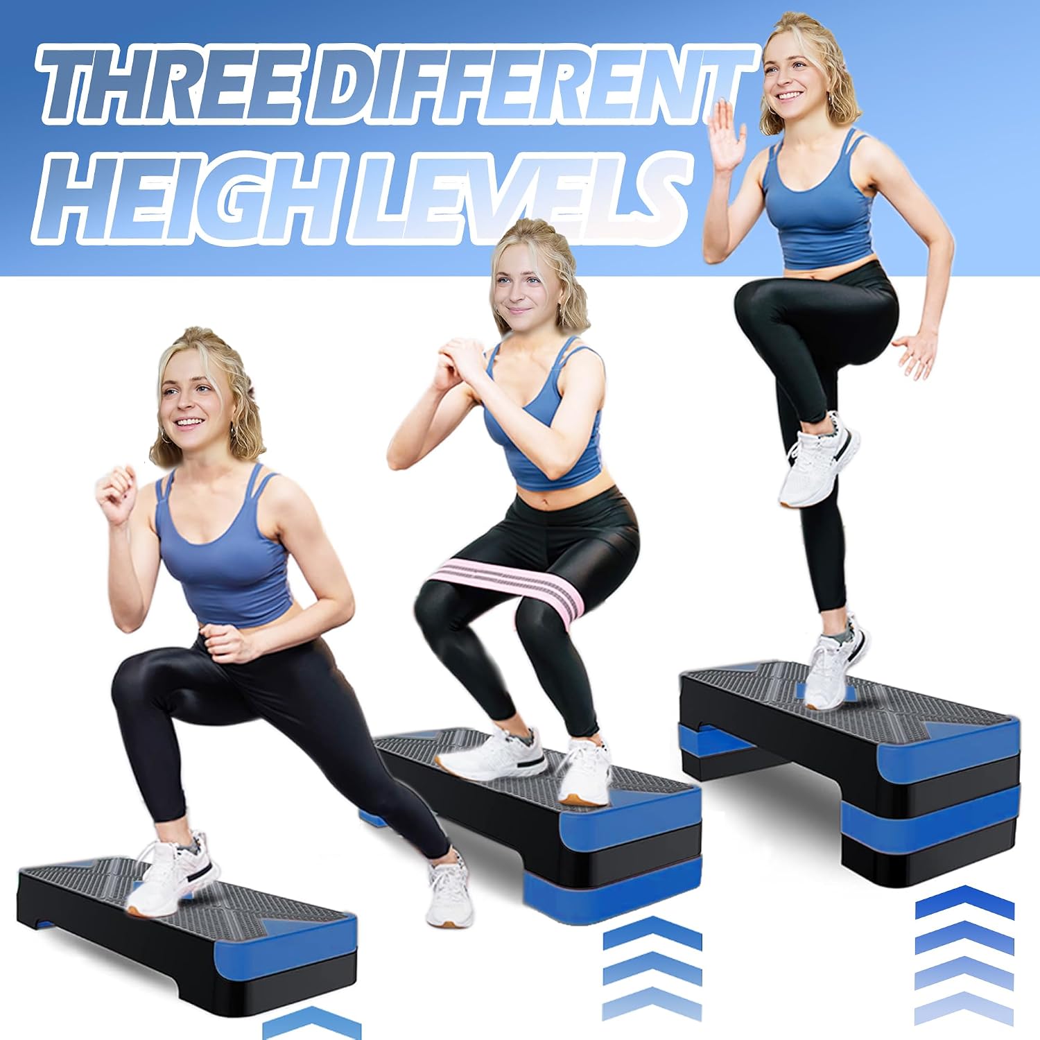 Aerobic Step Platform, Non Slip Adjustable Height Step Trainer | Non Slip Adjustable Height Exercise Step Trainer, Home Gym Cardio Workout Equipment for Men Women Beginner to Professional