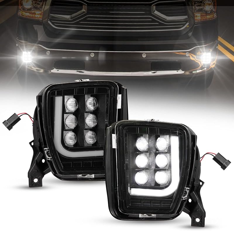 Farol de neblina LED BUNKER INDUST com DRL em L para Dodge Ram 1500 2013 a 2018 – Par