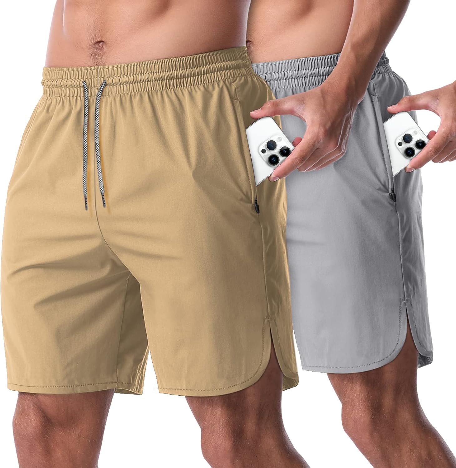CANGHPGIN 2 Pack Men's Running Athletic Shorts 7'' Quick Dry Sports Gym Shorts with Pockets, Exercise Workout Shorts Men