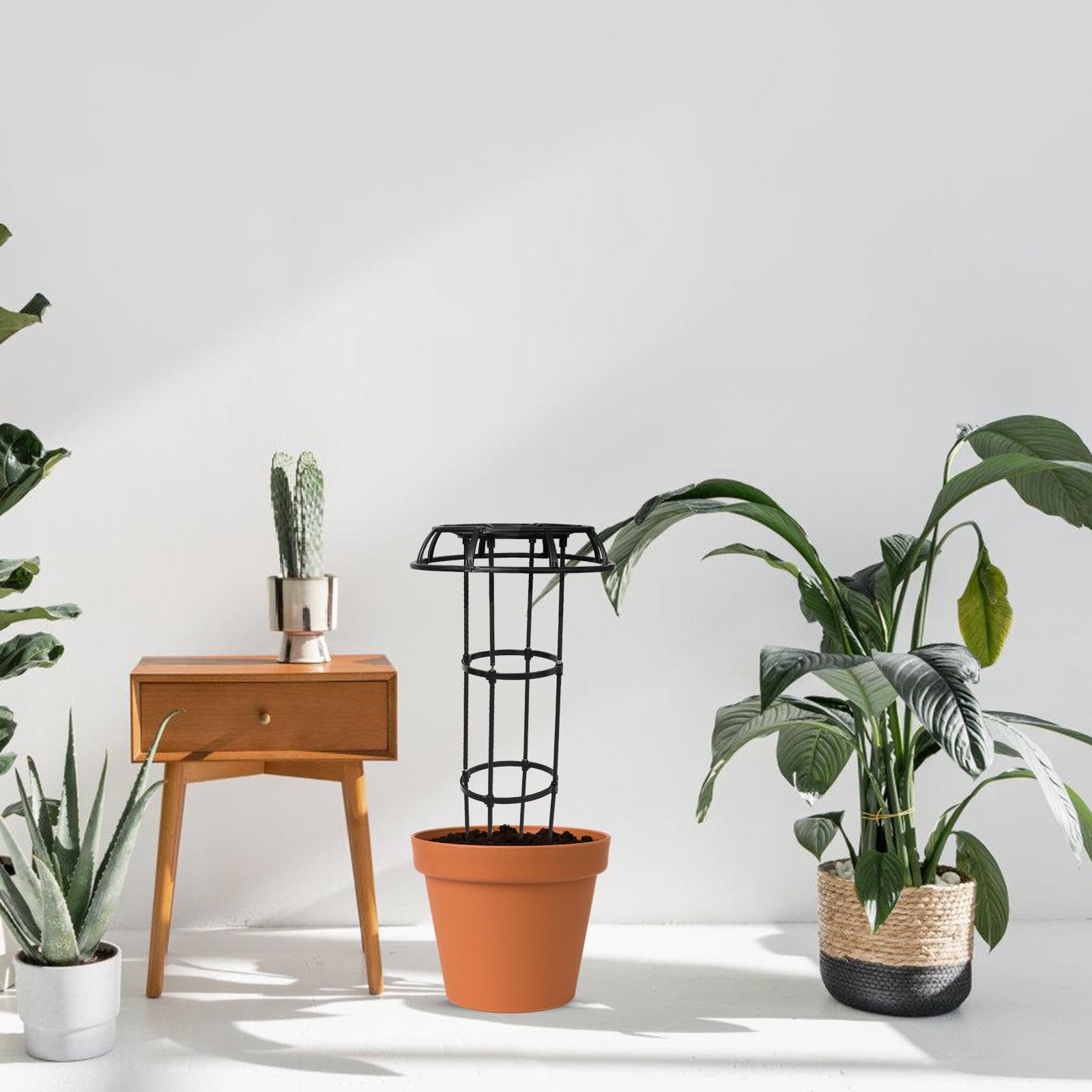 POPETPOP Enrejado Negro 25.4 Soporte para Plantas en Interiores Plástico Recubierto de Hierro y PP para Plantas Trepadoras Interior y Exterior