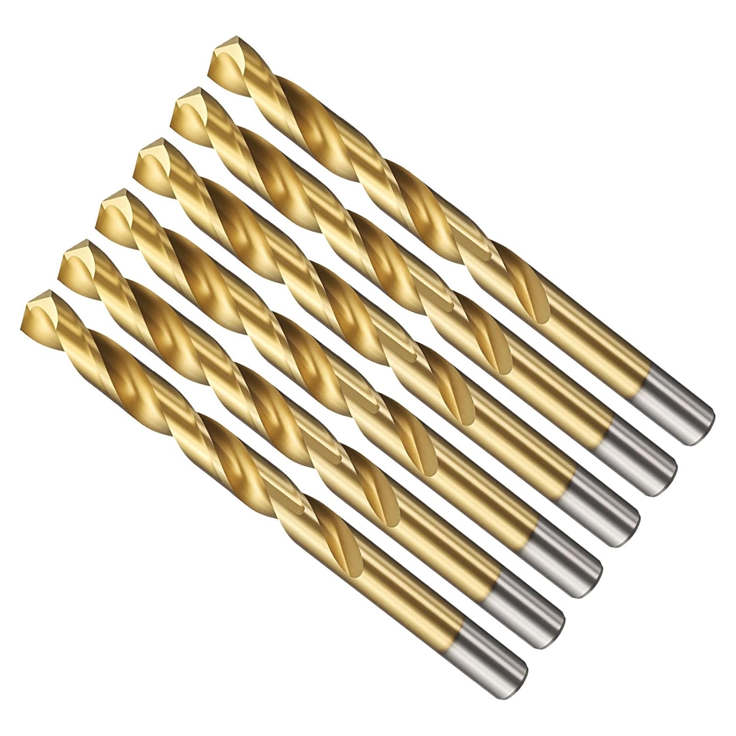 METALLIXITY Drill Bit (7/16") 6Pcs, 4241 High-Speed Steel Straight Shank Titanium Nitride (TiN) Coated 118° for Wood Plastic Iron Copper Aluminum Low Soft Metal
