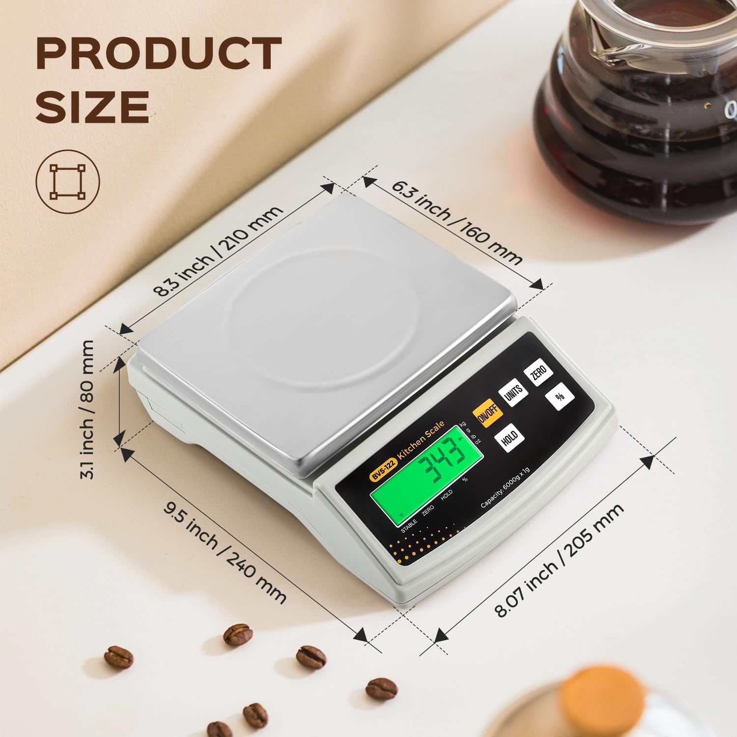 Bonvoisin 2 gr/ 6 kg Báscula de Cocina Digital - g/oz, Porcentaje y Tara | Plato de Acero Inoxidable, Alta Precisión Báscula Alimento para Cocinar, Postres, Velas y Jabones