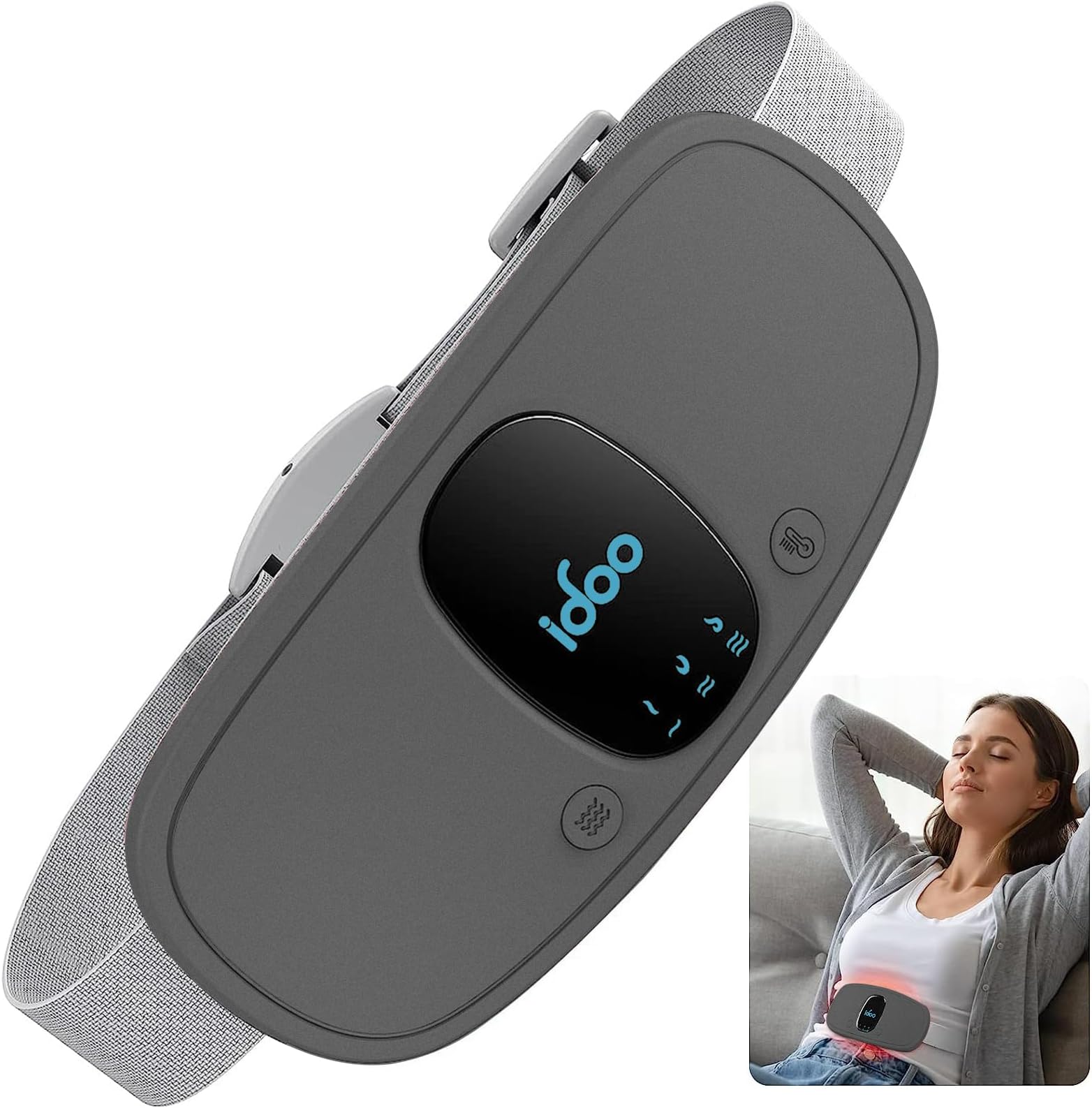 iDOO Period Heating Pad for Cramps, FSA Eligible Item, Menstrual Travel Heated Pad with 3 Heat Levels and 3 Massage Modes, Portable Cordless Heating Pad, Gifts for Girlfriend Mom Wife Women,(Black)