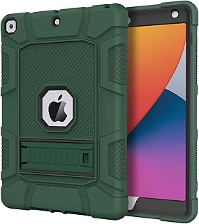 Azzsy Case for iPad 9th/ 8th/ 7th Generation (10.2 Inch, 2021/2020/2019 Model), Slim Heavy Duty Shockproof Rugged Protective Case (Dark Green)